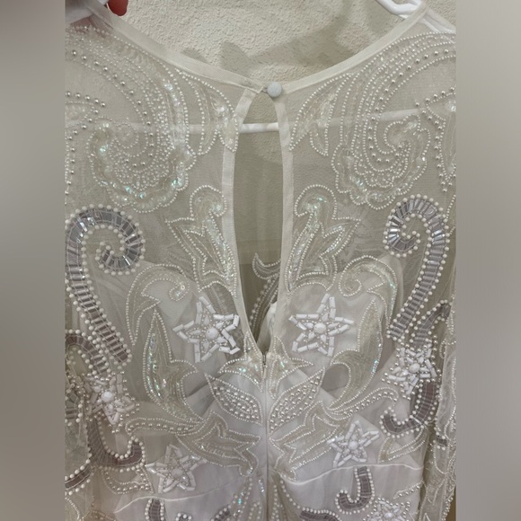 NWT ASOS Edition White Beaded Mesh Fringe Mini Dress Plus Bridal Wedding - Picture 13 of 15